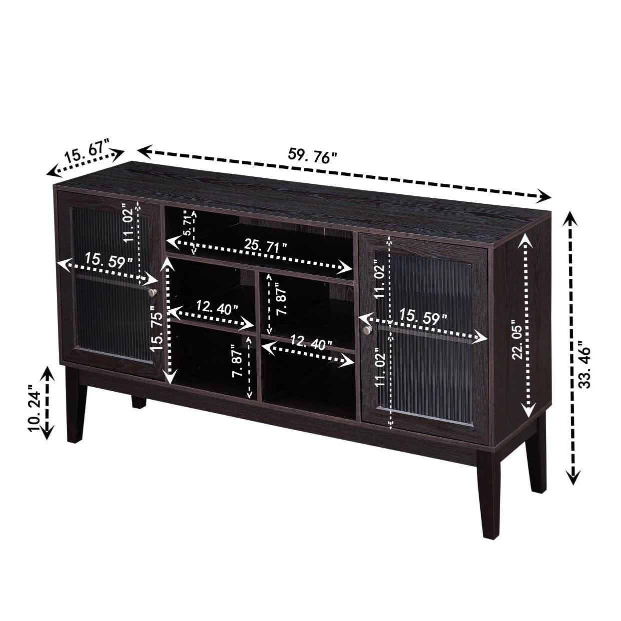 Shop 60" Wood TV Stand Console with 4 doors & Solid Wood Legs Mademoiselle Home Decor