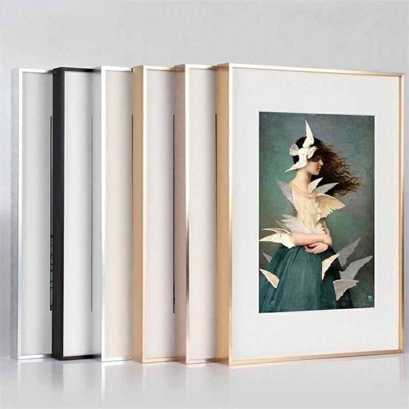 Shop 0 Poster Photo Picture Frame Gold Black Silver Aluminum 40x50cm 30x40cm A4 Painting Interior Wall Decoration Frame For Living Room Mademoiselle Home Decor