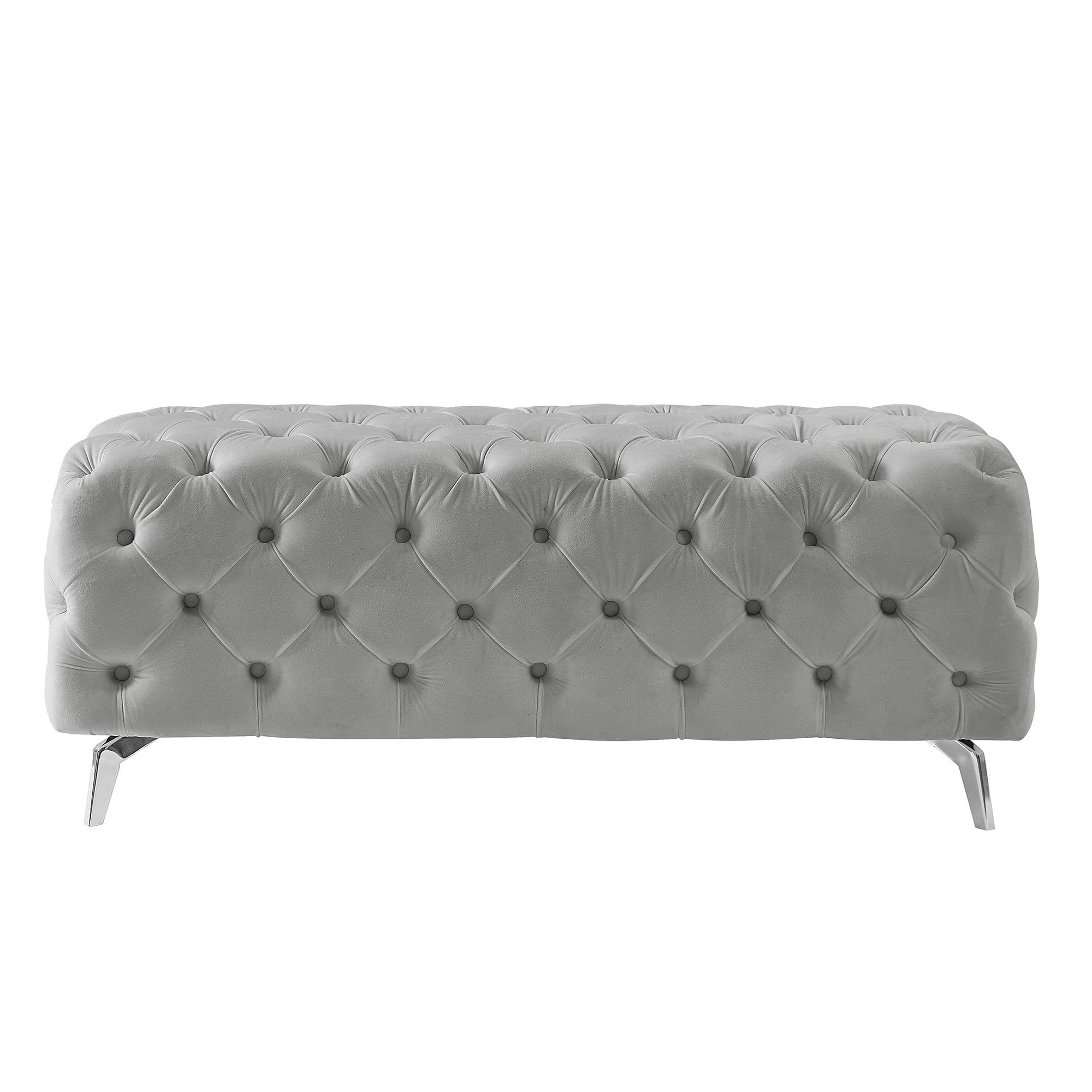 Shop Button-Tufted Ottoman Bench, Upholstered Velvet Footrest Stool Accent Bench for Entryway Living Room Bedroom. Mademoiselle Home Decor
