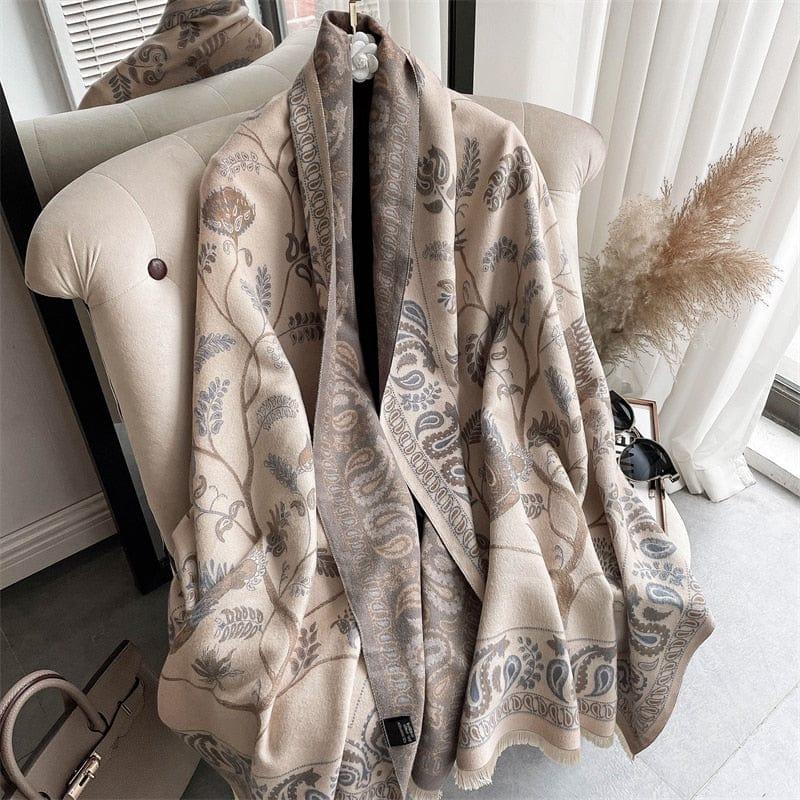 Shop 0 Warm Winter Scarf Cashmere Women Pashmina Design Print Shawls Wrap Female Thick Blanket Soft Bufanda Stoles 2022 Fashion Mademoiselle Home Decor