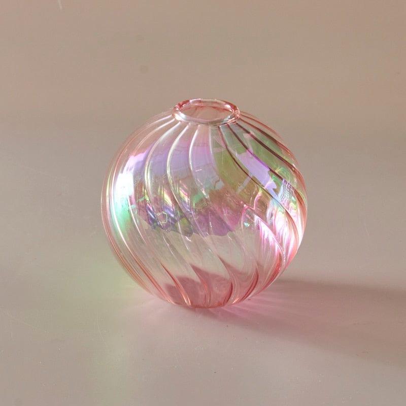 Shop 0 D10cm Pink Iridescent Ball Vases Decoration Home Living Room Flower Pot for Interior Glass Vase Tabletop Plants Home Decor Home Vase Mademoiselle Home Decor