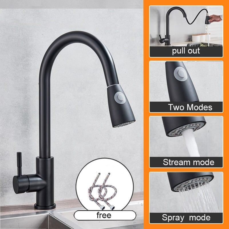 Shop 0 matte Black A Free Shipping Black Pull Out Kitchen Sink Faucet Deck Mounted Stream Sprayer Kitchen Mixer Tap Bathroom Kitchen Hot Cold Tap Mademoiselle Home Decor