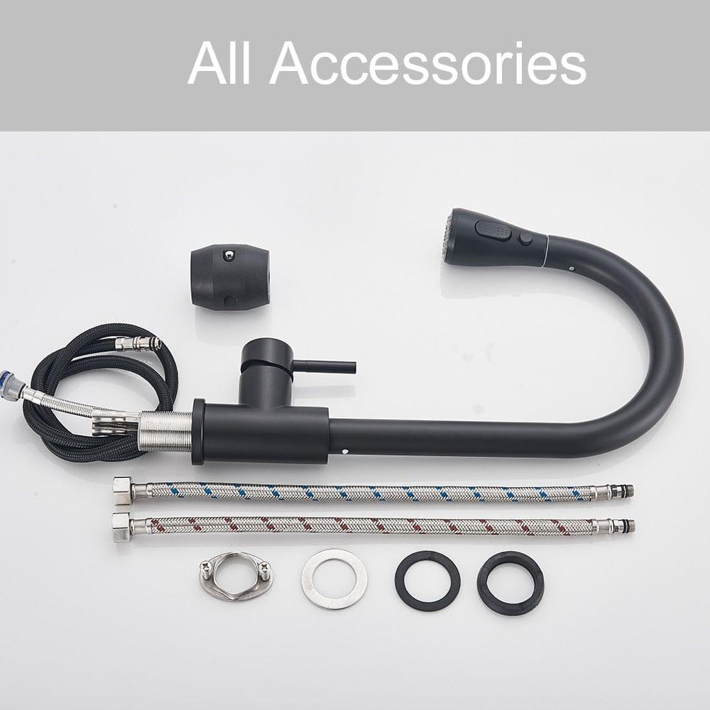 Shop 0 Free Shipping Black Pull Out Kitchen Sink Faucet Deck Mounted Stream Sprayer Kitchen Mixer Tap Bathroom Kitchen Hot Cold Tap Mademoiselle Home Decor