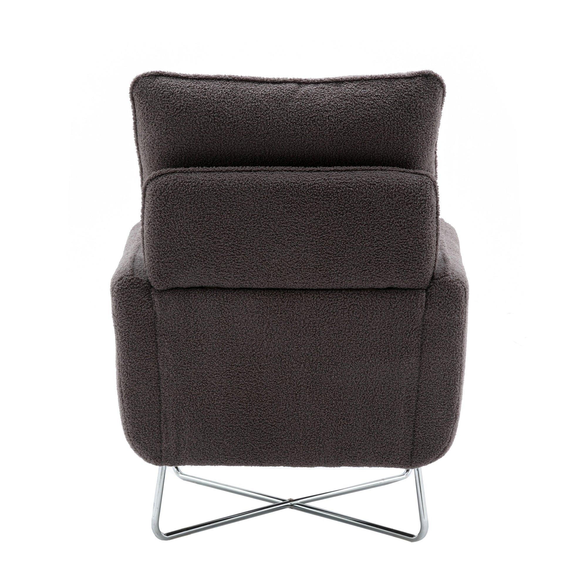 Shop Orisfur. Modern Comfy Leisure Accent Chair, Teddy Short Plush Particle Velvet Armchair with Lumbar Pillow for Living Room Mademoiselle Home Decor