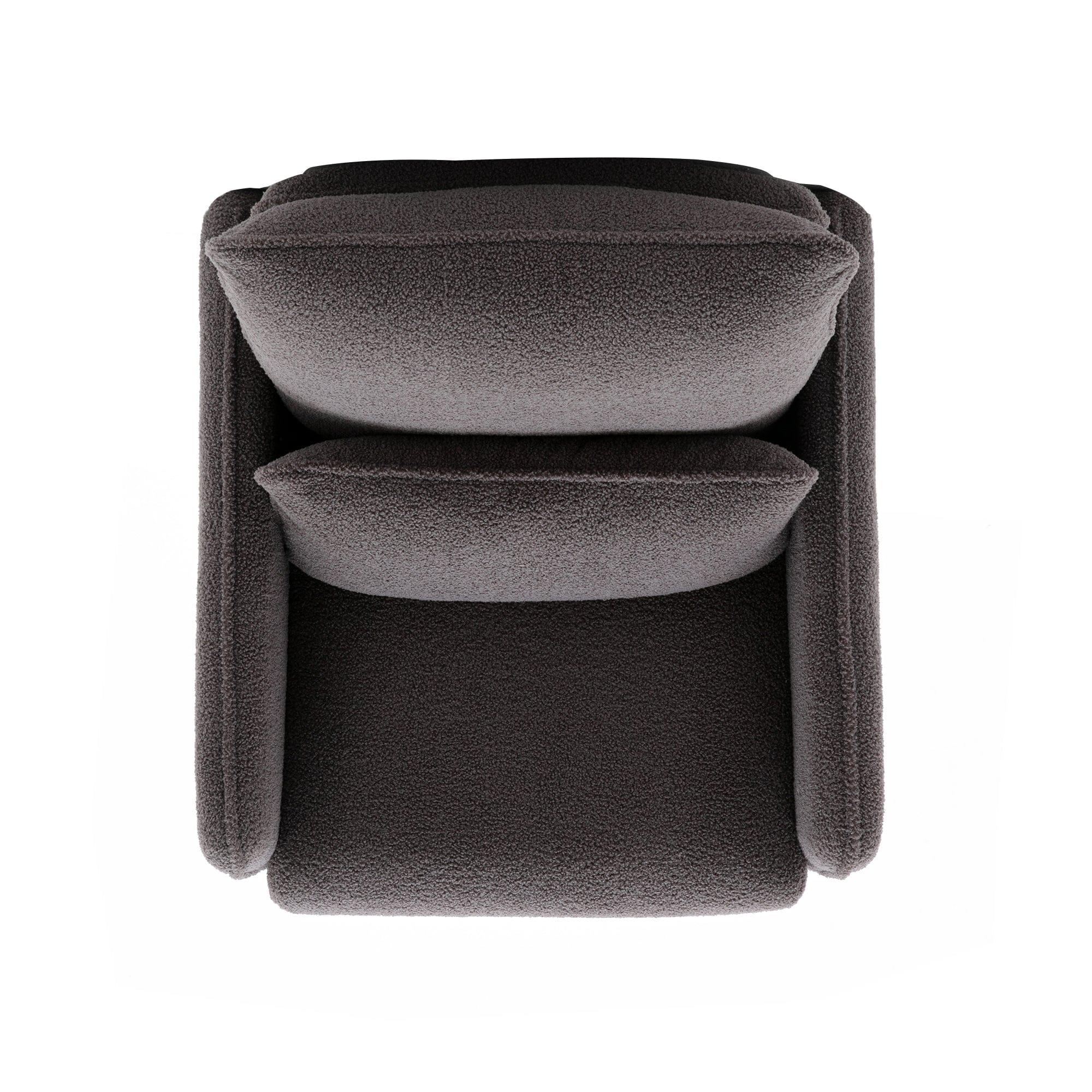 Shop Orisfur. Modern Comfy Leisure Accent Chair, Teddy Short Plush Particle Velvet Armchair with Lumbar Pillow for Living Room Mademoiselle Home Decor