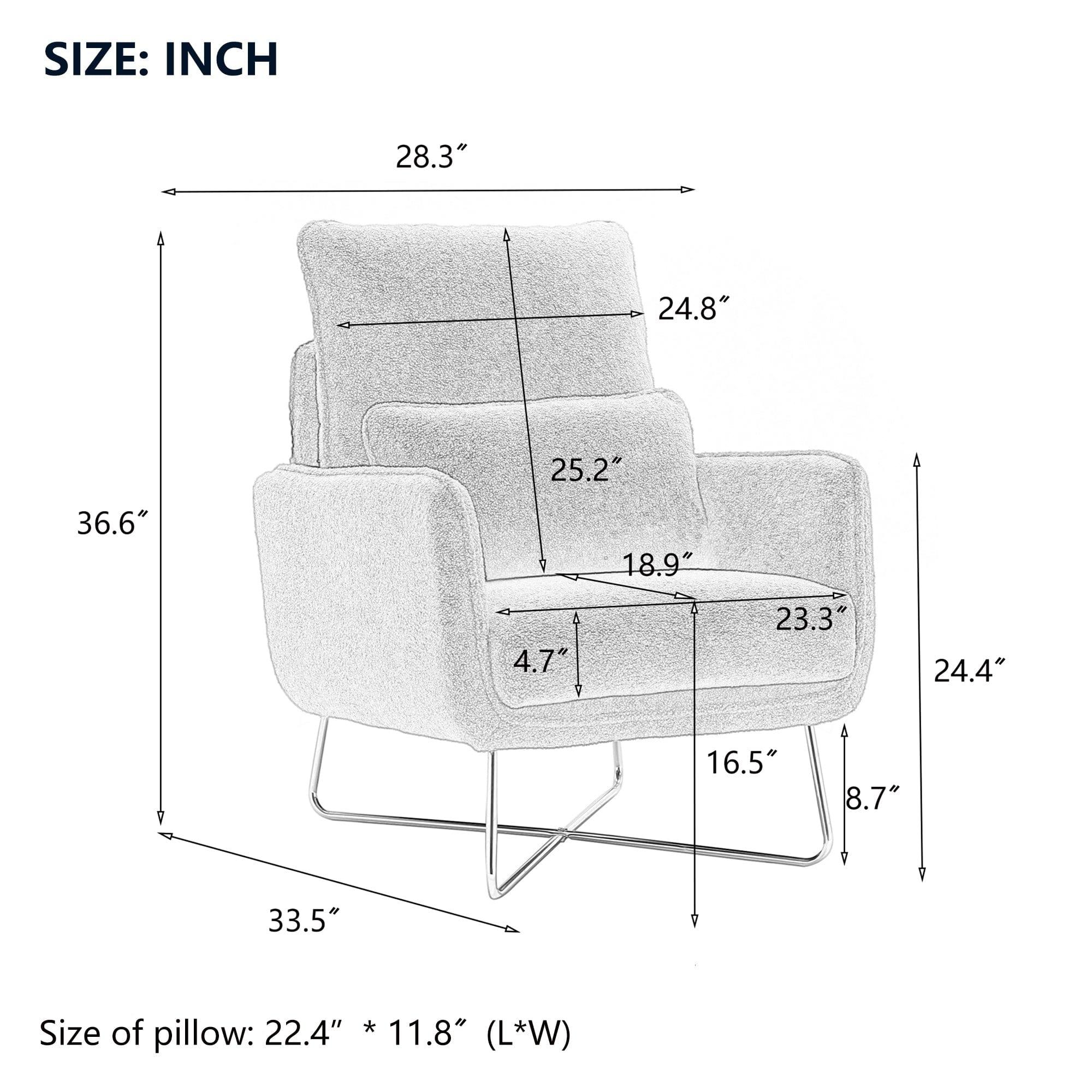 Shop Orisfur. Modern Comfy Leisure Accent Chair, Teddy Short Plush Particle Velvet Armchair with Lumbar Pillow for Living Room Mademoiselle Home Decor