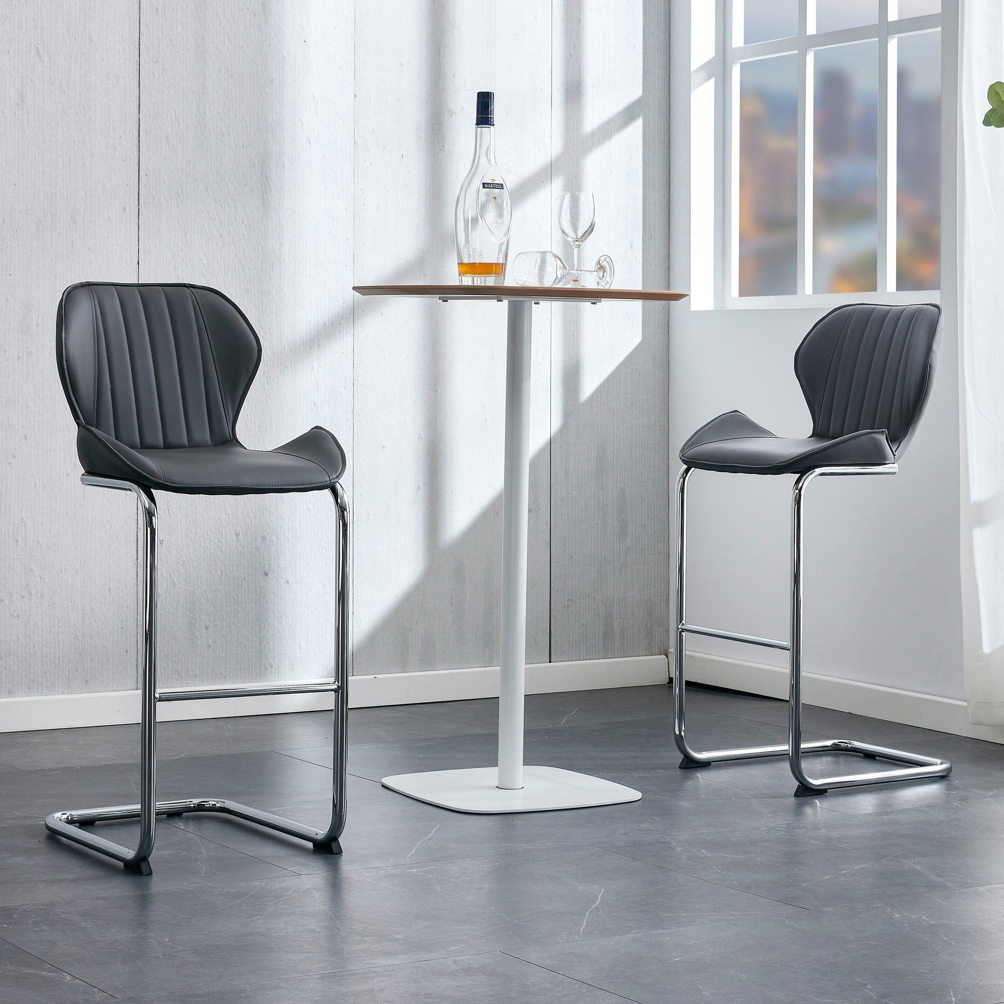 Shop Bar chair modern design for dining and kitchen barstool with metal legs set of 4 (Grey) Mademoiselle Home Decor
