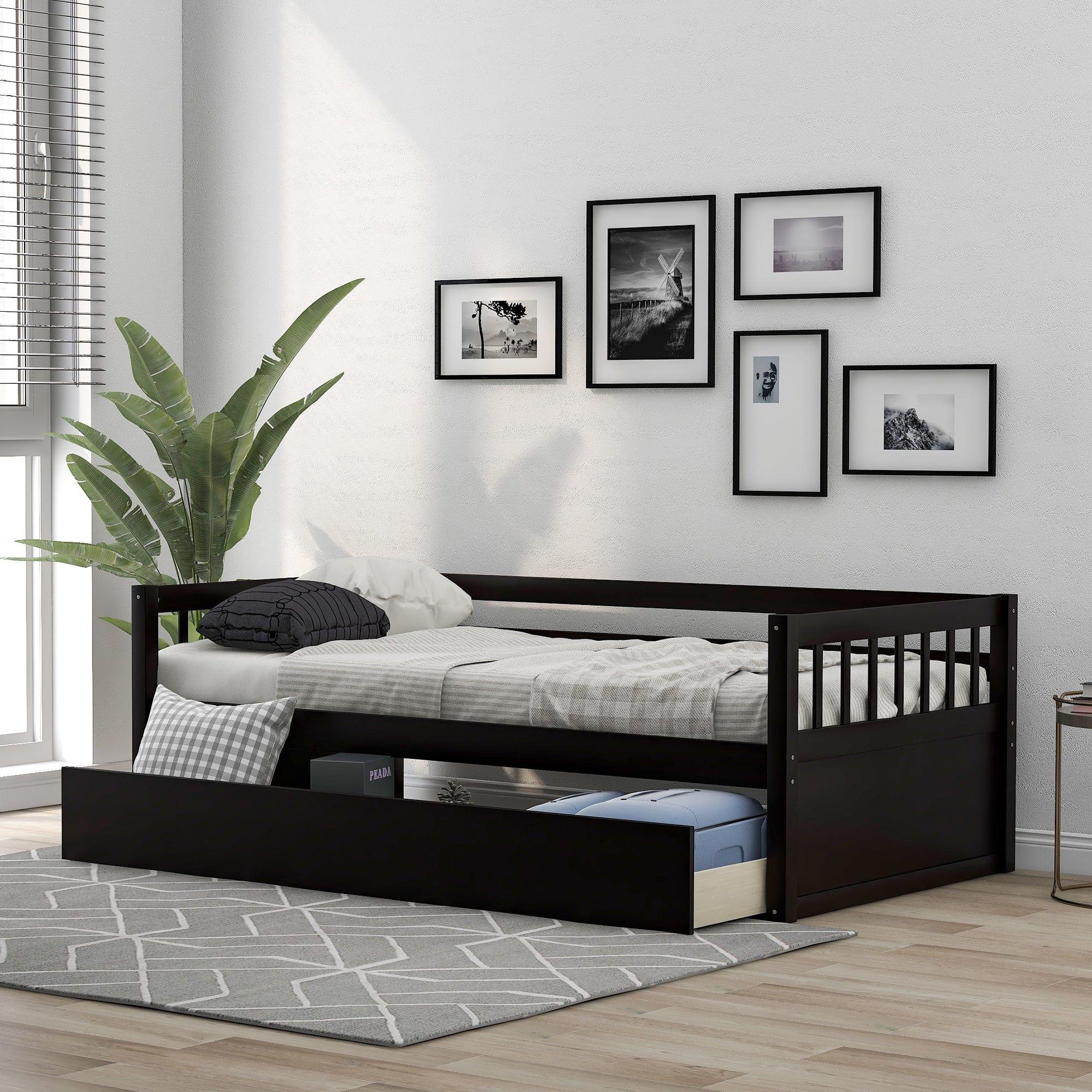 Shop Twin Size Daybed with Inseparable 2 Drawers , Espresso (New) Mademoiselle Home Decor