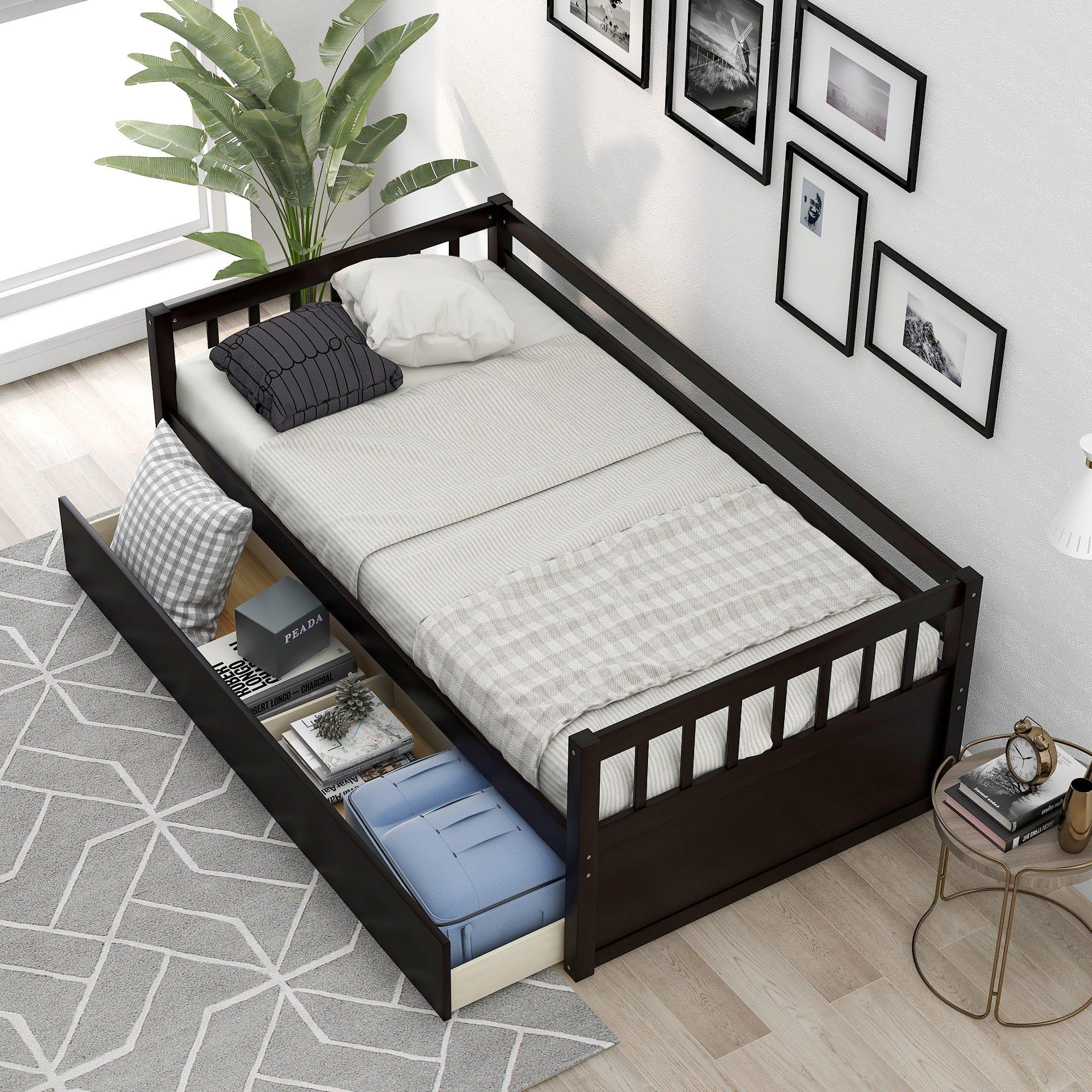 Shop Twin Size Daybed with Inseparable 2 Drawers , Espresso (New) Mademoiselle Home Decor