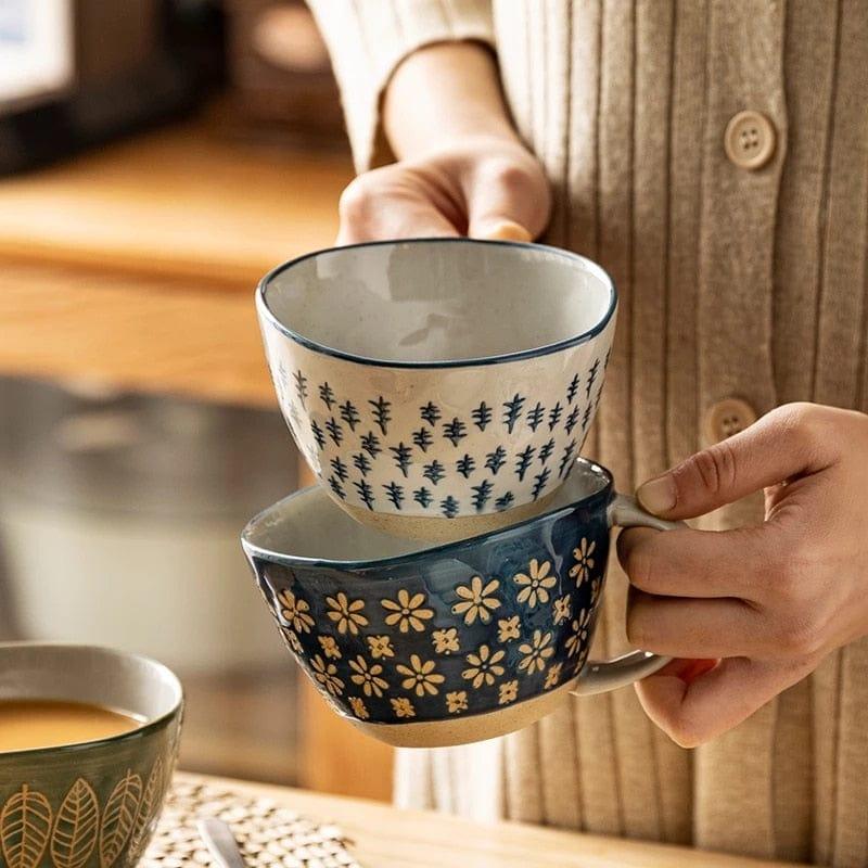 Shop 0 310ml Japanese Vintage Ceramic Mug Handgrip Cup For Breakfast Milk Oatmeal Coffee Heat Resistant Office Home Drinkware Tool Mademoiselle Home Decor