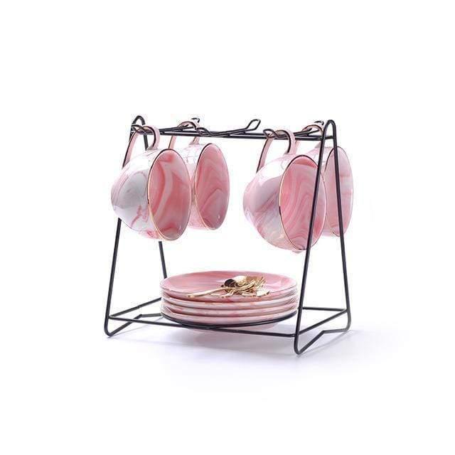 Shop Tea Set Pink / 4 Teacup Set Marshall Porcelain Tea Set Mademoiselle Home Decor