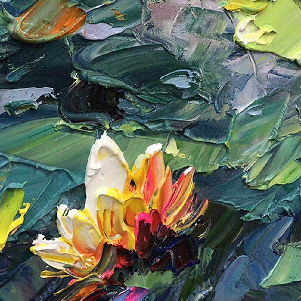 Shop 0 Handmade Wall Art Home Decor Picture Lotus Oil Painting Abstract Tick Oil On Canvas Flower Murale Modern Decoration Painting Mademoiselle Home Decor