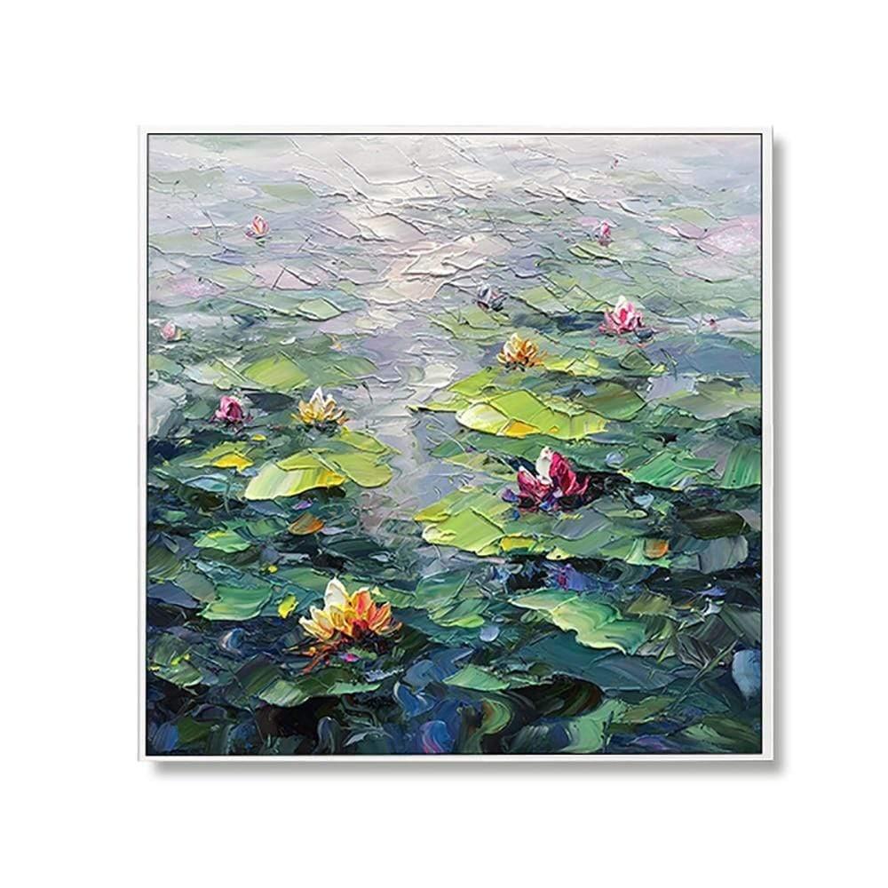 Shop 0 50cmx50cm / no frame Handmade Wall Art Home Decor Picture Lotus Oil Painting Abstract Tick Oil On Canvas Flower Murale Modern Decoration Painting Mademoiselle Home Decor