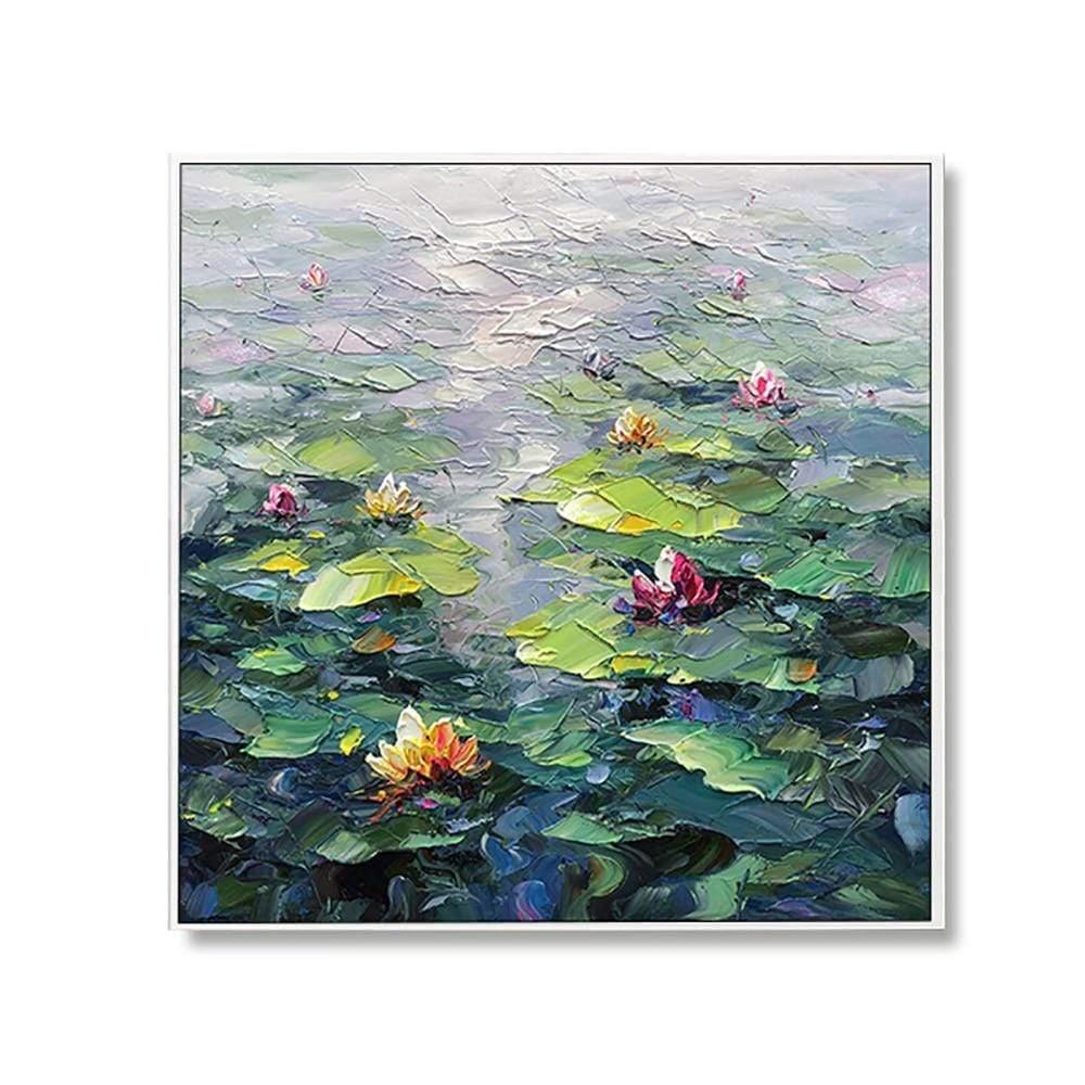 Shop 0 50cmx50cm / no frame Handmade Wall Art Home Decor Picture Lotus Oil Painting  Abstract Tick Oil On Canvas Flower Murale Modern Decoration Painting Mademoiselle Home Decor