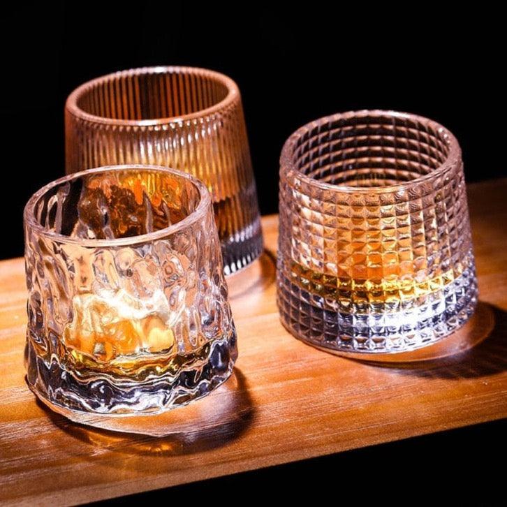 Shop 0 Novel Creative Thick Crystal Whiskey Tumbler Glass Spinning Tops Design Hammer Glasses Of Wine Spirit XO Brandy Cup Wineglass Mademoiselle Home Decor