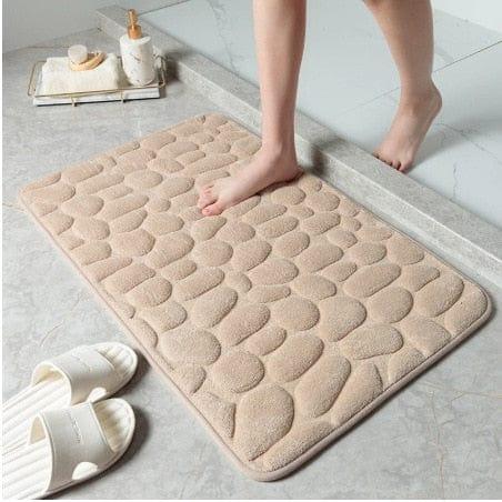 Shop 0 Small / Nude Cobblestone Embossed Bath Mat Non-slip Bathroom Carpets In Wash Basin Bathtub Side Floor Rug Shower Room Doormat Memory Foam Pad Mademoiselle Home Decor