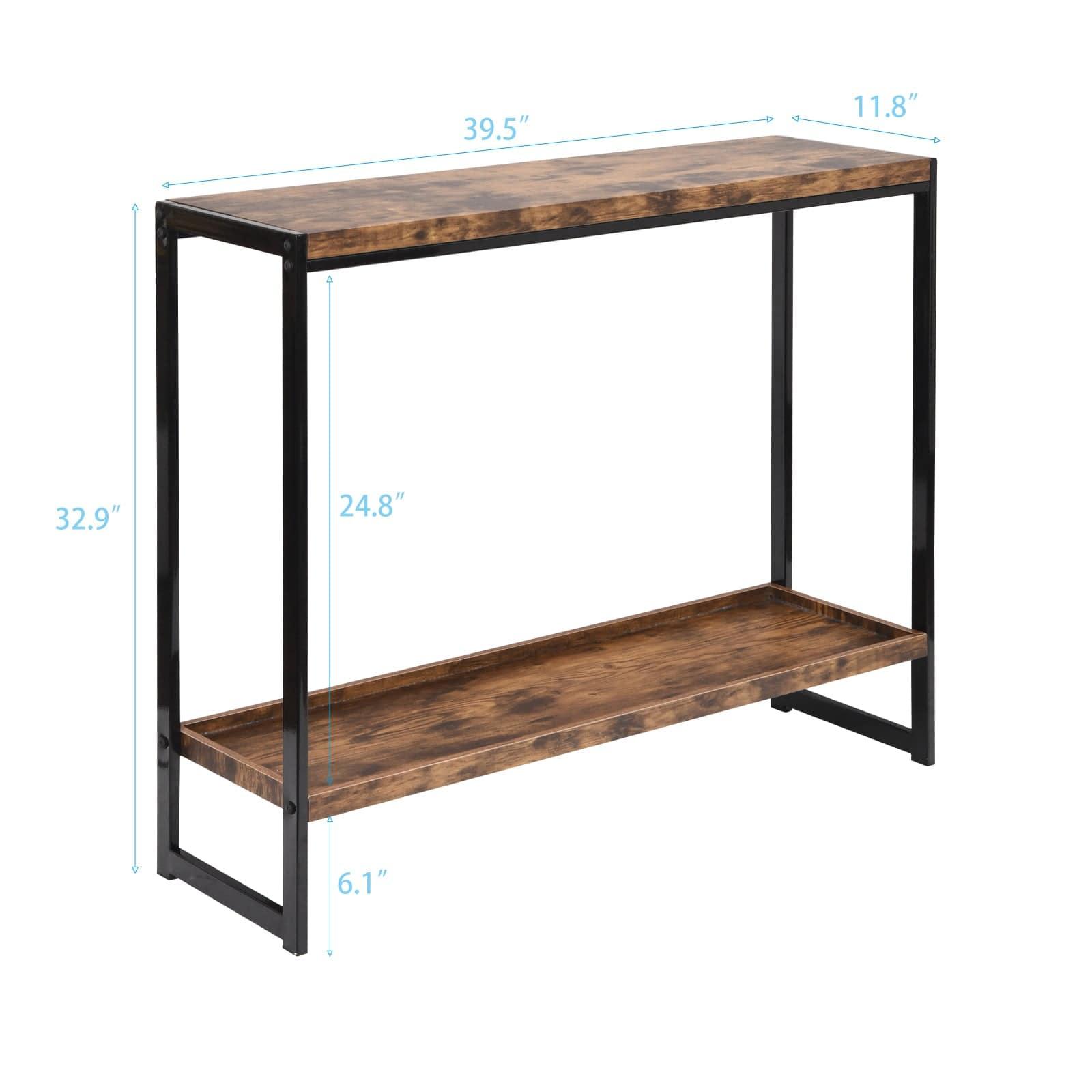 Shop Rustic 2-tier Console Table Side Table with Metal Frame Mademoiselle Home Decor