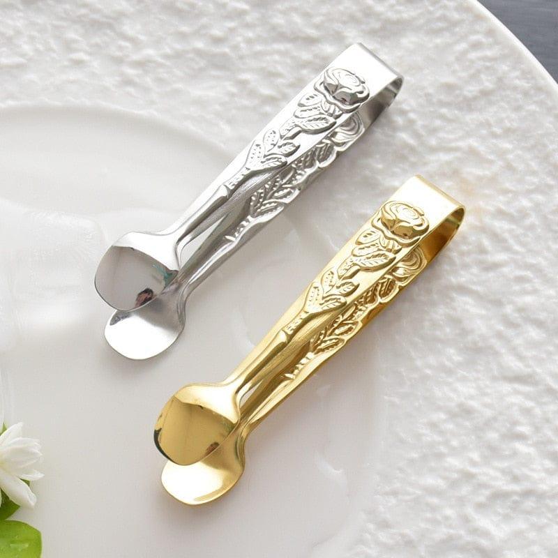 Shop 0 High Quality Ice Tong Embossed Rosette Handle Stainless Steel Food Tong Sliver/Gold Ice Cube Clip BBQ Clip Kitchen Bar Supplies Mademoiselle Home Decor