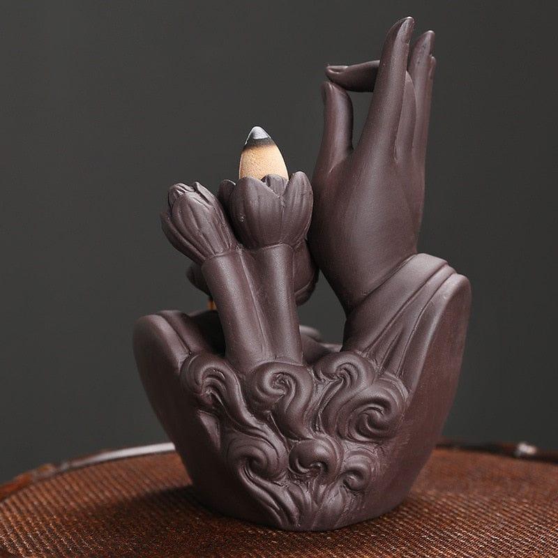 Shop 0 Ceramic Handicraft Buddha Hand Backflow Incense Burner Incense Stick Holder Lotus Censer Office Tea House Decorate Mademoiselle Home Decor