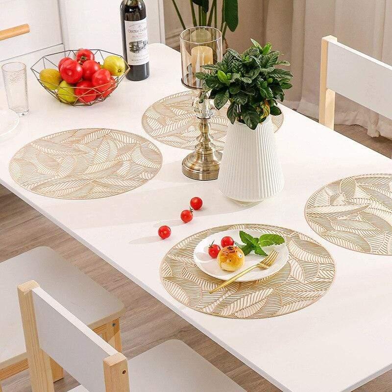 Shop 0 Round Hollow placemat Restaurant PVC decoration Meal Mat Romantic Anti-hot Dining Table Line Mat Steak Plate Pad 6PCS 4PCS Mademoiselle Home Decor