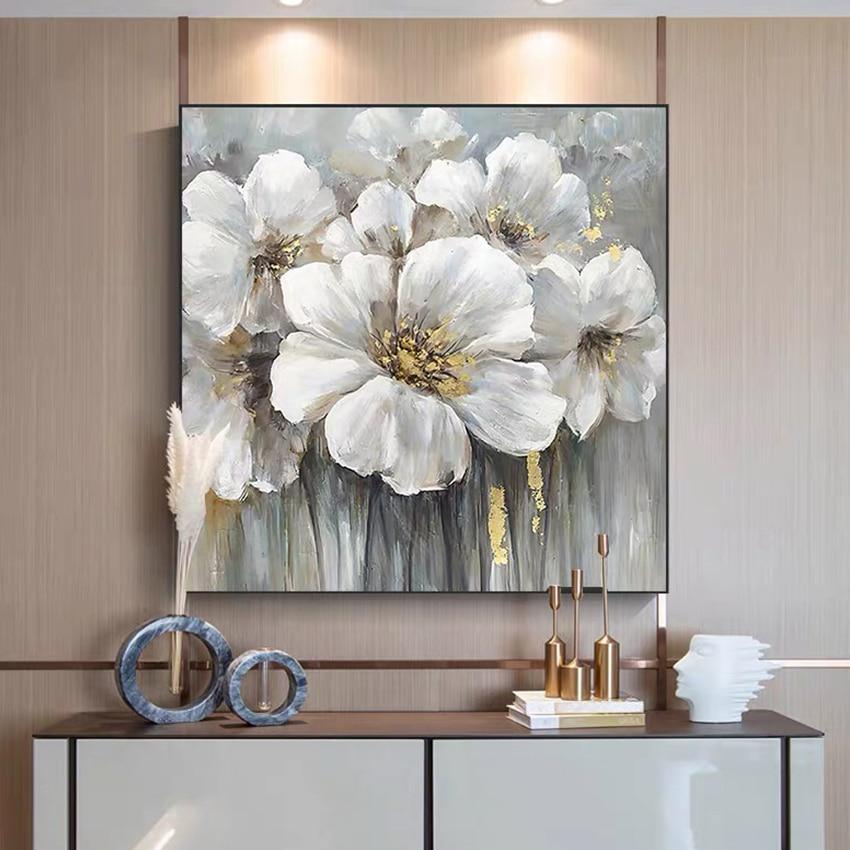 Shop 0 MYT Free Shipping Hot Sale Home Decor Flower Pictures Pieces White Flower Wall Art Oil Paintings Unframed Mademoiselle Home Decor