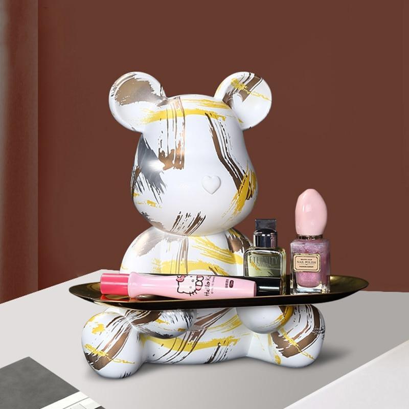 Shop 0 Yellow Figurine Miniature Graffiti Bear Nordic Decorative Porch Key Storage Box Decoration Living Room Home Decor Accessories Modern Mademoiselle Home Decor
