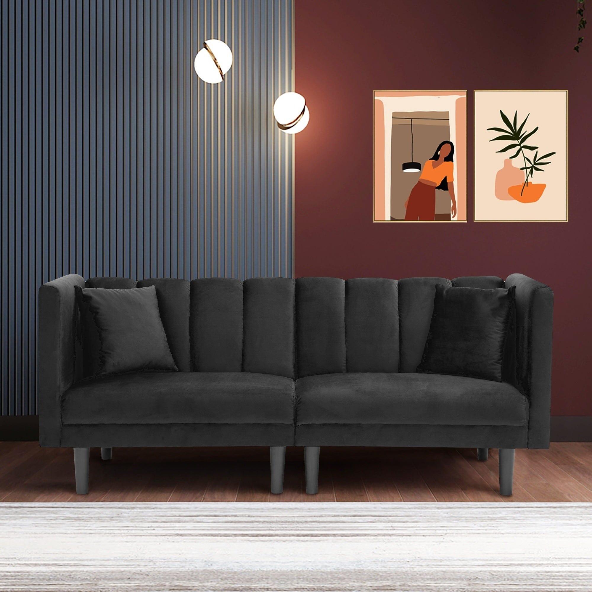 Shop FUTON SOFA SLEEPER BLACK VELVET(same as W223S00554) Mademoiselle Home Decor
