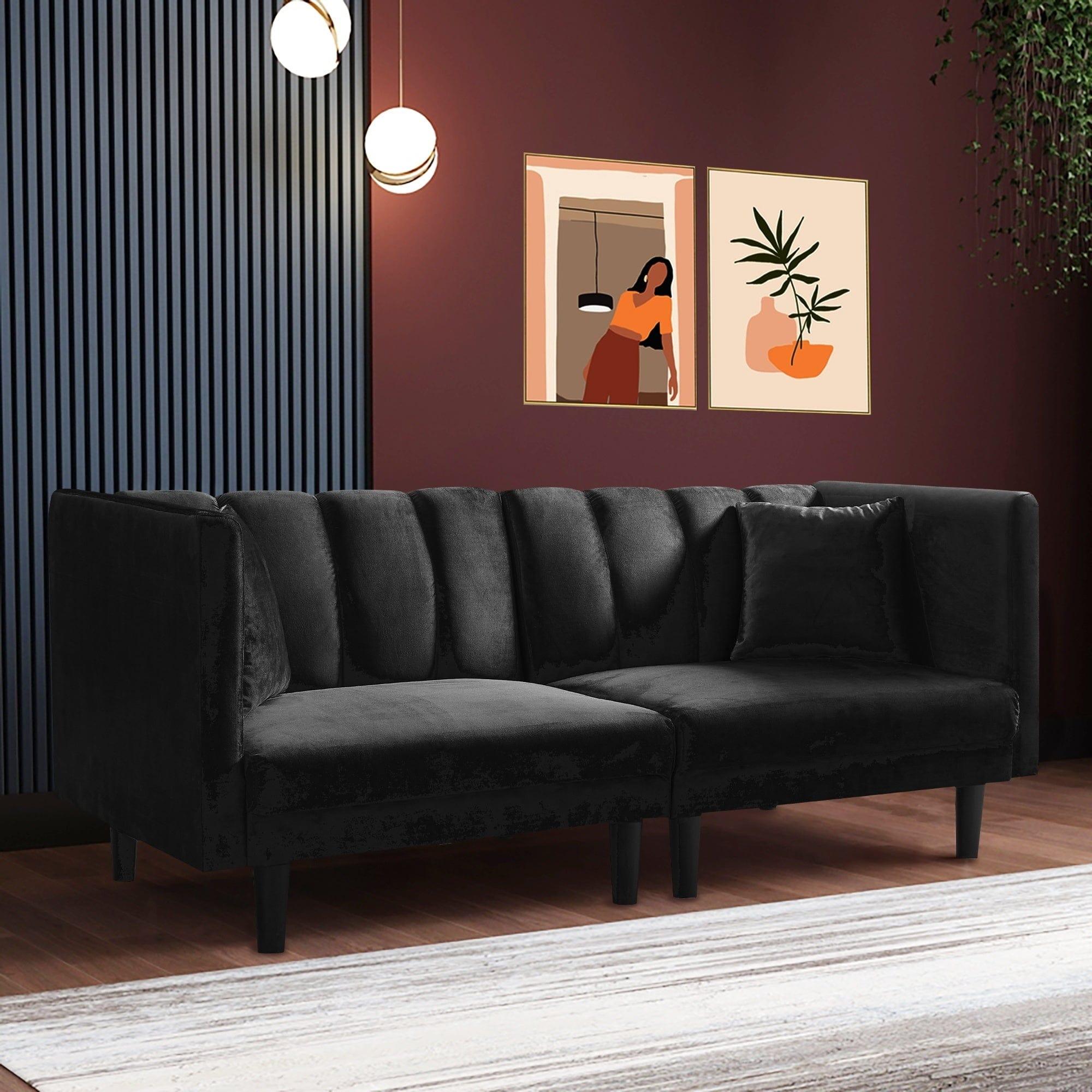 Shop FUTON SOFA SLEEPER BLACK VELVET(same as W223S00554) Mademoiselle Home Decor