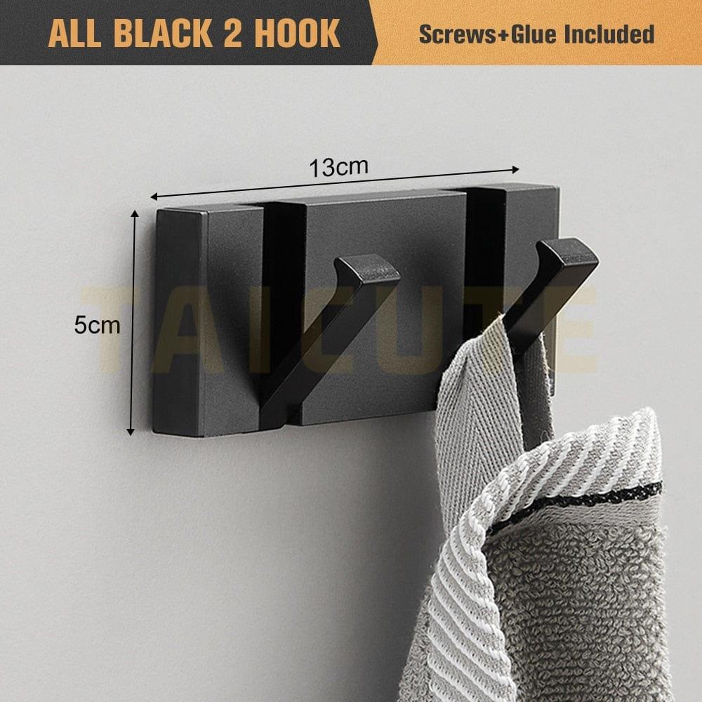 Shop 0 All Black 2 Hook / China TAICUTE Folding Towel Hanger 2ways Installation Wall Hooks Coat Clothes Holder for Bathroom Kitchen Bedroom Hallway, Black Gold Mademoiselle Home Decor