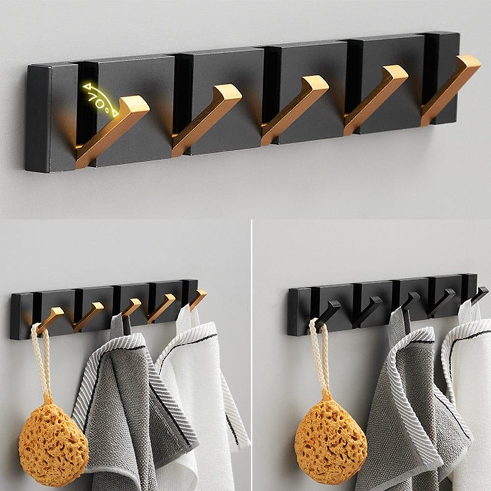 Shop 0 TAICUTE Folding Towel Hanger 2ways Installation Wall Hooks Coat Clothes Holder for Bathroom Kitchen Bedroom Hallway, Black Gold Mademoiselle Home Decor