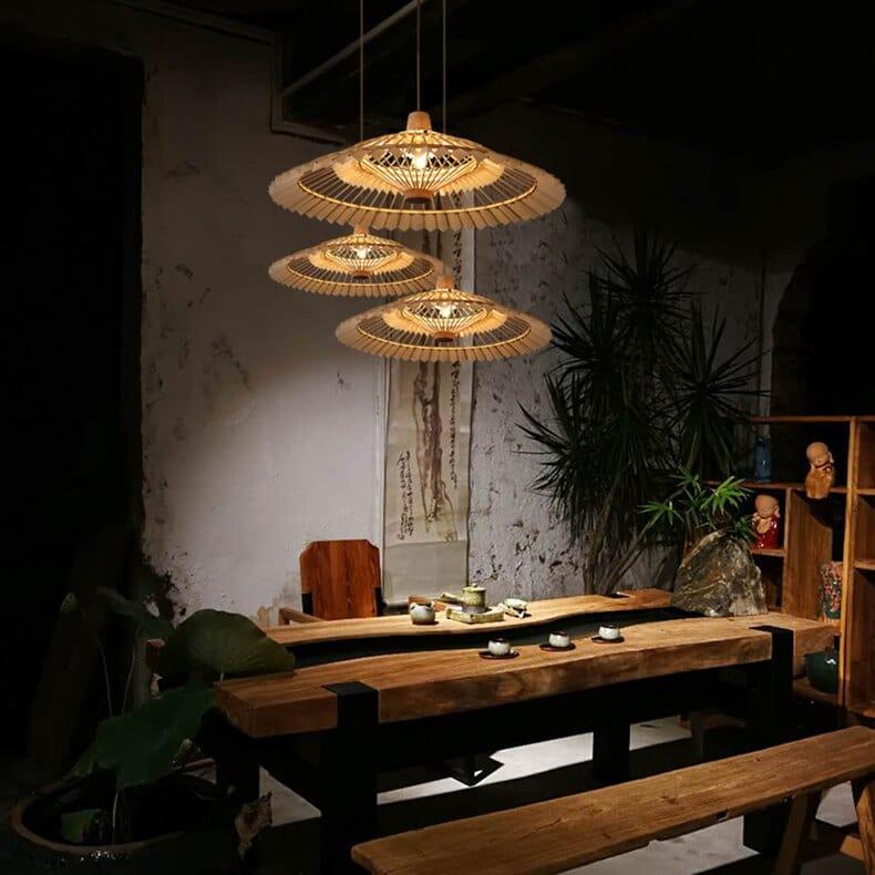 Shop 0 Hand-Woven Vertigo Bamboo Lamp Vintage Living Room Asian Style Hanging Pendant Lights for Home Decor Coffee Shop Fixtures Mademoiselle Home Decor