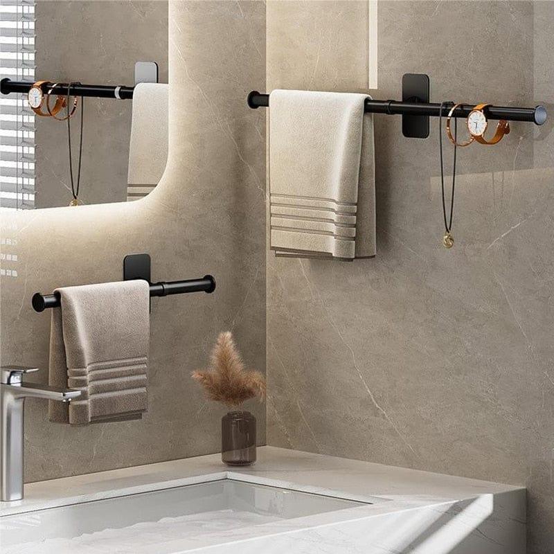 Shop 0 Self-adhesive Bathroom Towel Rack Holder Without Drilling, Wall Mounted Towel Shelf Kitchen Bathroom Accessories Towel Hanger Mademoiselle Home Decor