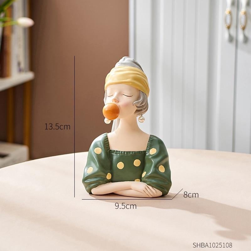 Shop 200044142 Girl in Green polka dot : Small Nicola Sculpture Mademoiselle Home Decor