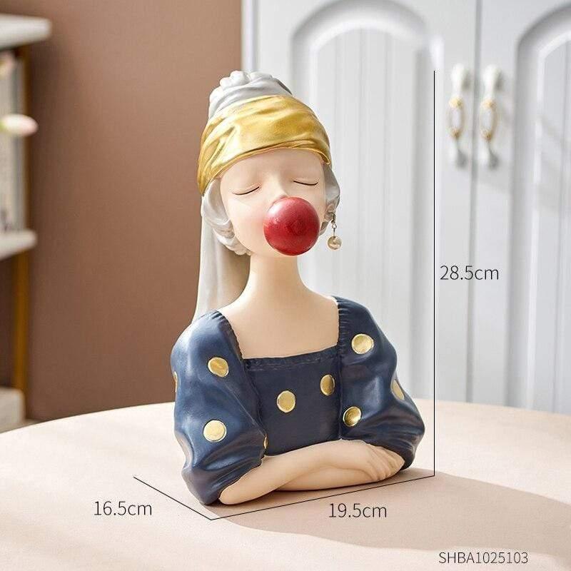 Shop 200044142 Girl in Blue polka dot : Large Nicola Sculpture Mademoiselle Home Decor