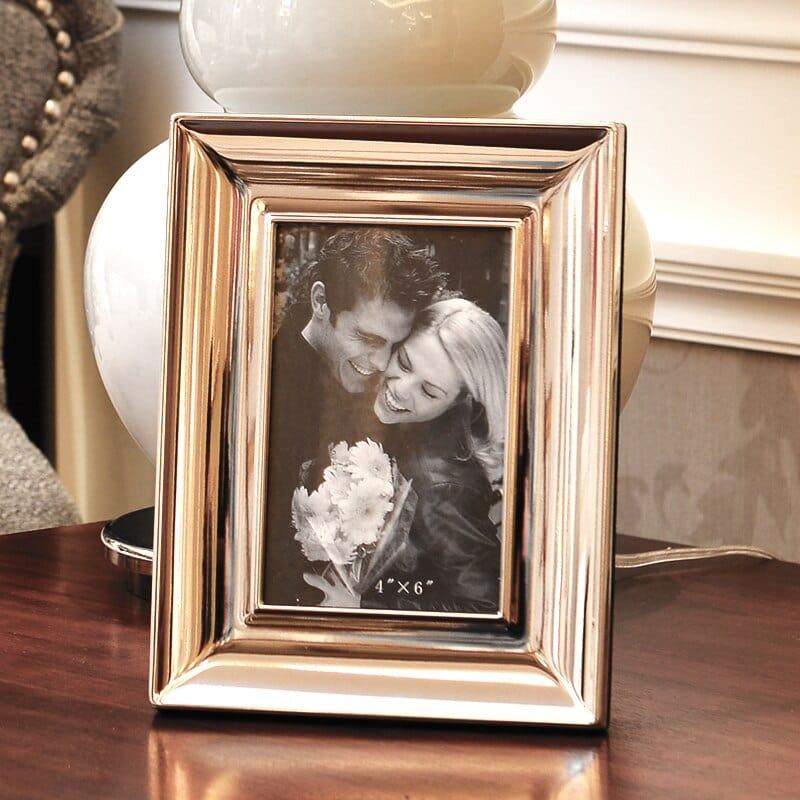 Shop 0 C / 6 Inch 6/7 Inch Black Leather Photo Frame Family Portrait Nightstand Desk Decoration Ornaments Metal Picture Frames Home Decor Modern Mademoiselle Home Decor