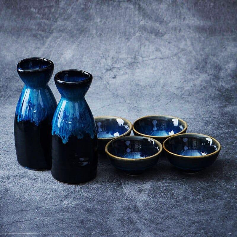 Shop 0 5Pcs Retro Japanese Sake Set Ceramic Flagon Liquor Cup 1 Pot 4 Cups Home Bar Sake White Wine Pot Creative Drinkware Gifts Mademoiselle Home Decor