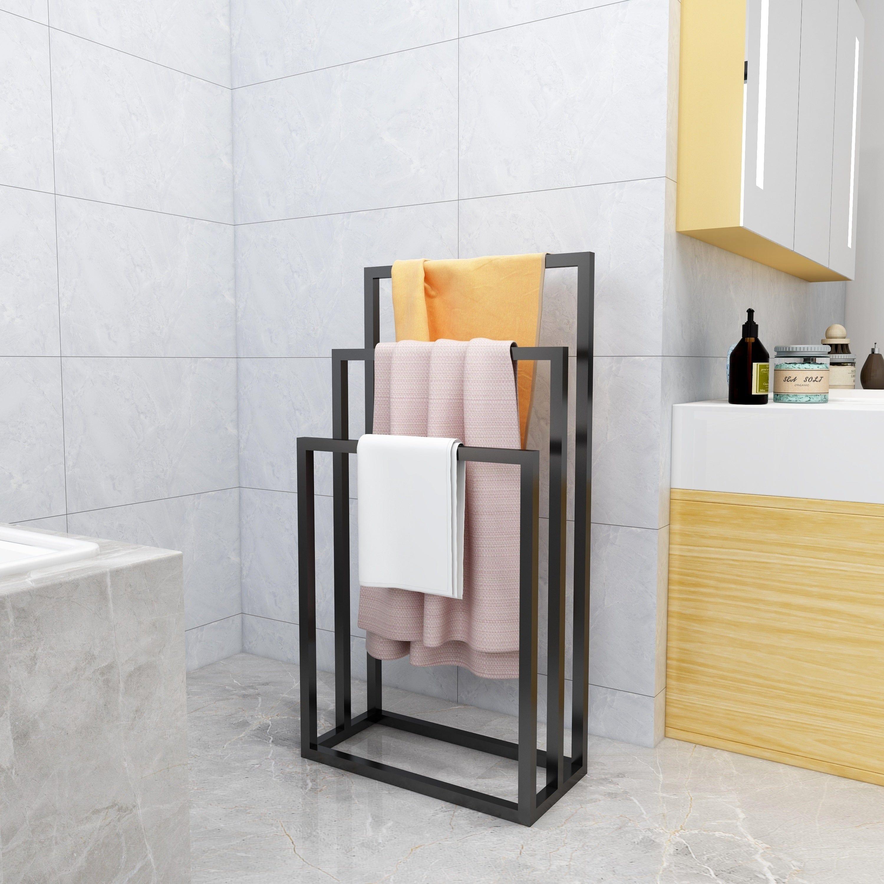 Shop Metal Freestanding Towel Rack 3 Tiers Hand Towel Holder Organizer for Bathroom Accessories, Black Mademoiselle Home Decor