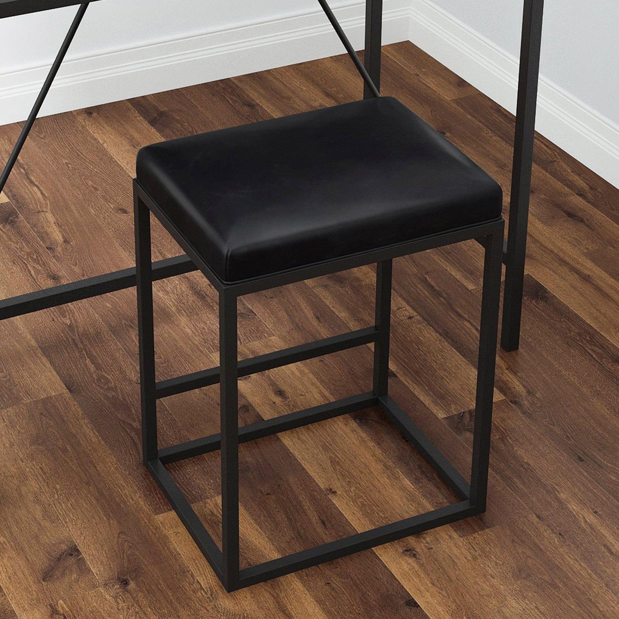 Shop Onslow Black Bar Stool (Set of 2) Mademoiselle Home Decor