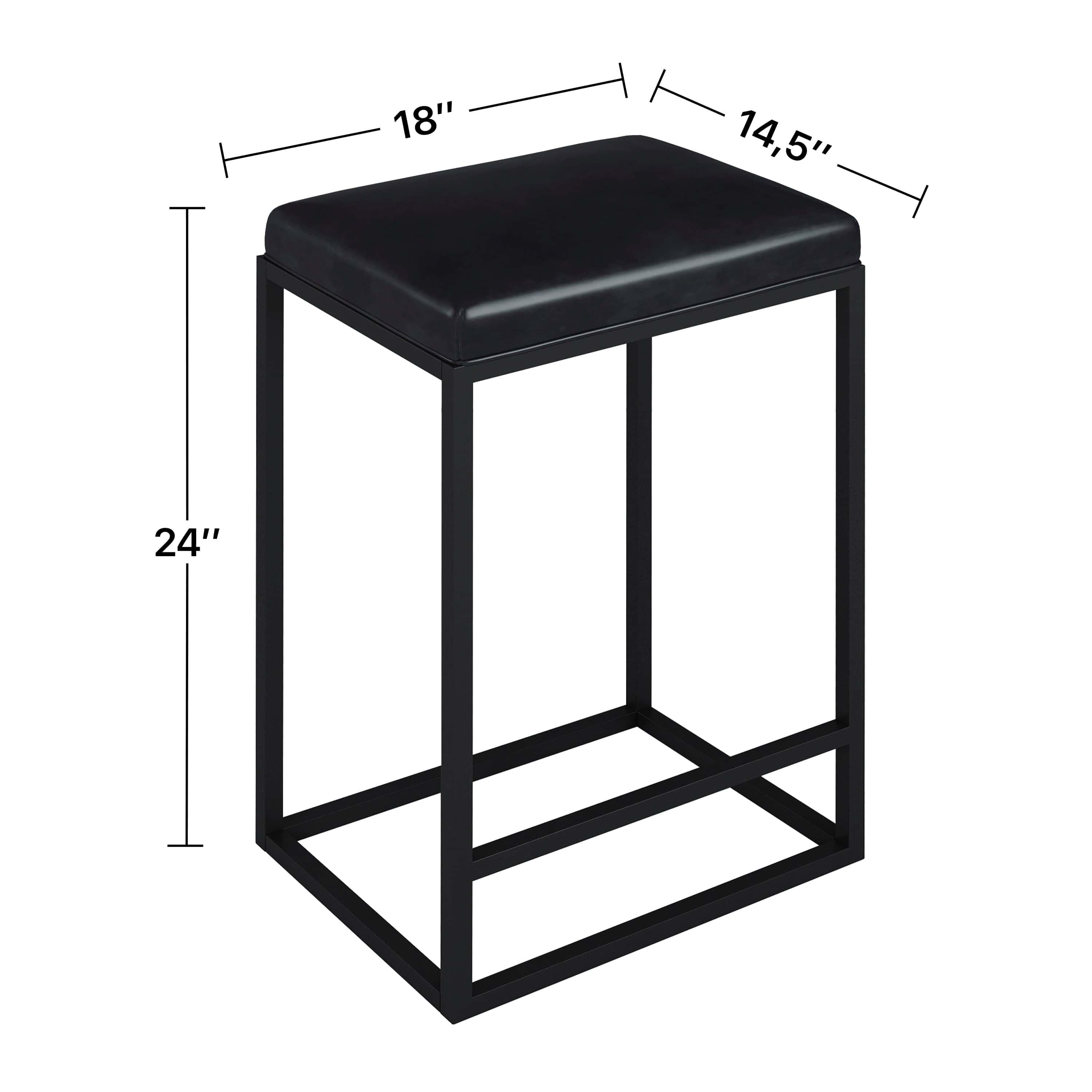 Shop Onslow Black Bar Stool (Set of 2) Mademoiselle Home Decor