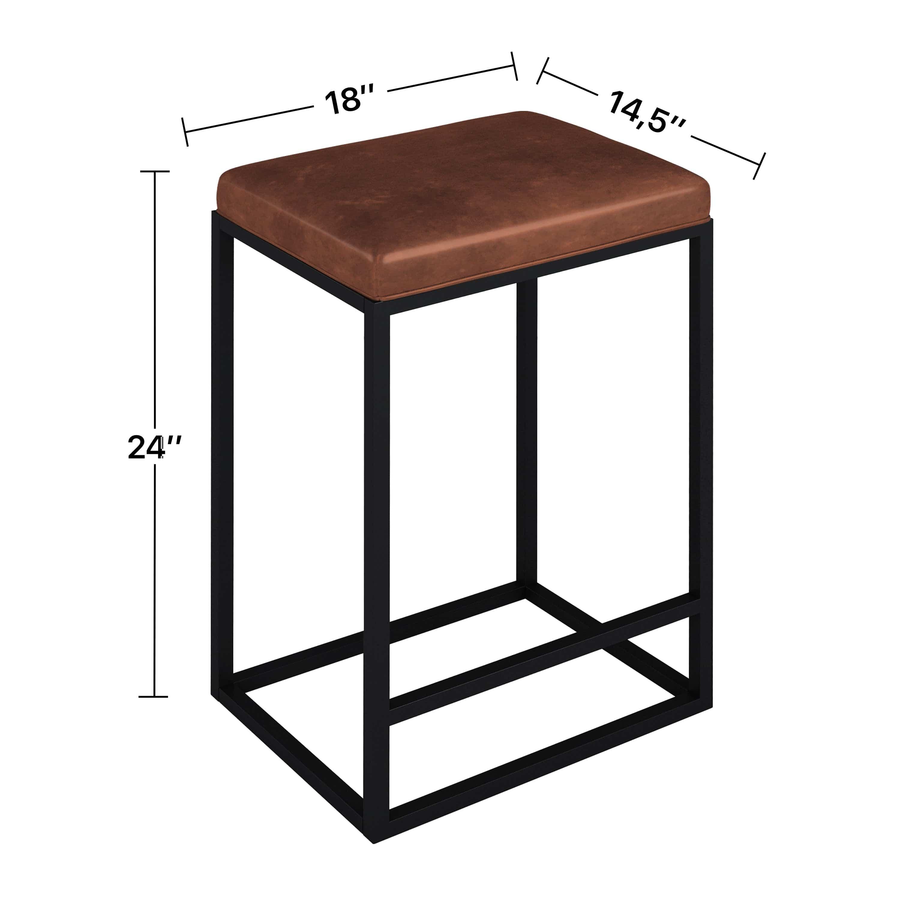 Shop Onslow Cognac Bar Stool (Set of 2) Mademoiselle Home Decor