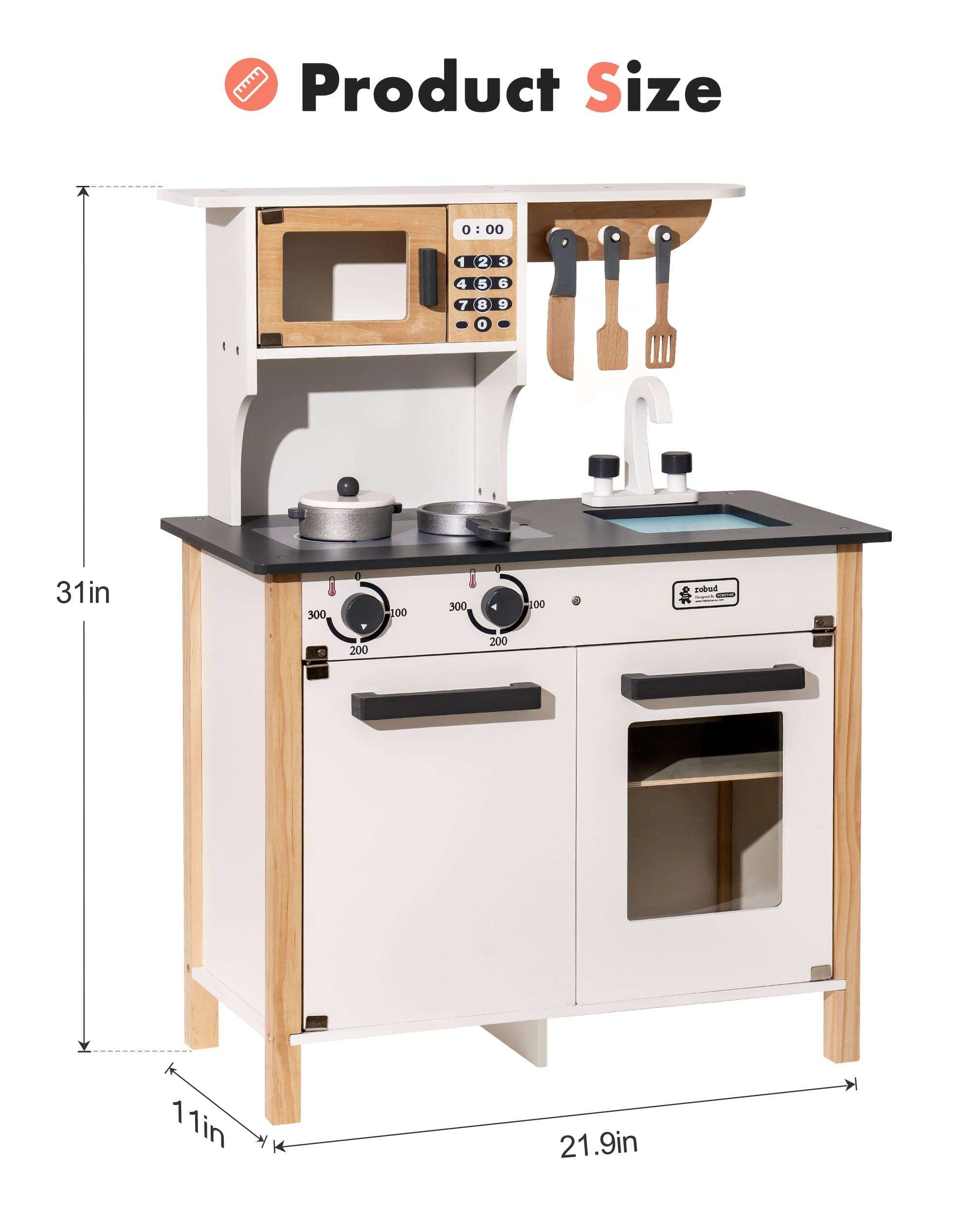 Shop Pretend Wooden Kitchen Play set for Kids and Children, Gifts for New Year, Christmas and Birthday, White Mademoiselle Home Decor