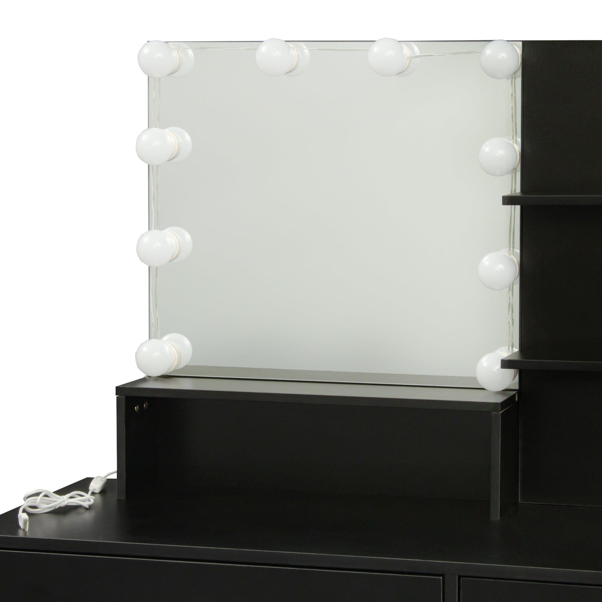 Shop Modern Dressing table with 1 Drawers, 1 cabinet,Rectangular Makeup Table with Mirror, Open Shelves ,35.43*15.75* 52.76inch,for Bedroom, Black Mademoiselle Home Decor