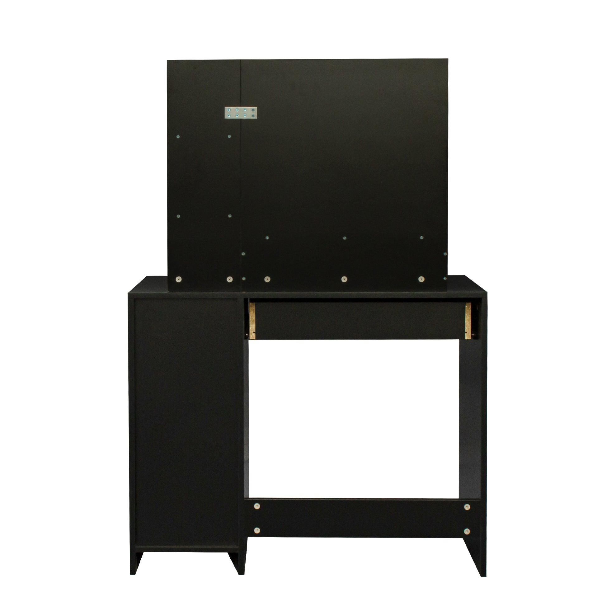 Shop Modern Dressing table with 1 Drawers, 1 cabinet,Rectangular Makeup Table with Mirror, Open Shelves ,35.43*15.75* 52.76inch,for Bedroom, Black Mademoiselle Home Decor
