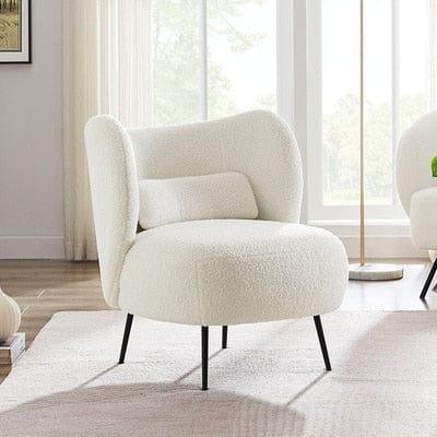 Shop 0 Rice white / One Seat Joylove Nordic Fabric Living Room Small Apartment Beauty Salon Hotel Lamb Velvet Technology Cloth Simple Single Sofa Chair Mademoiselle Home Decor