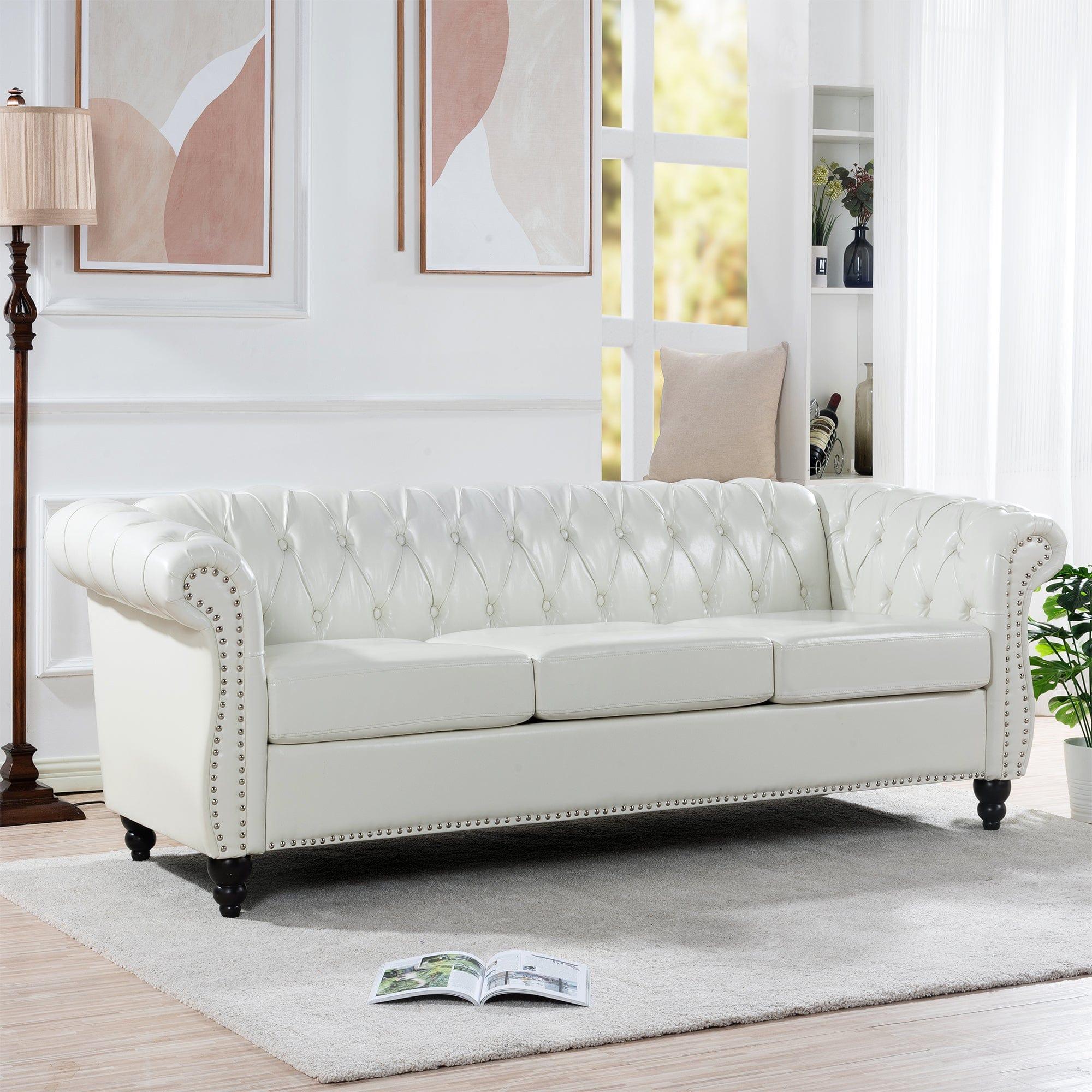 Shop 84" Rolled Arm Chesterfield 3 Seater Sofa Mademoiselle Home Decor