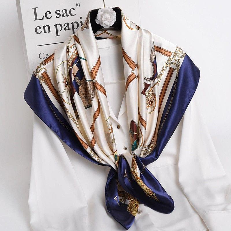 Shop 0 90*90cm Women Scarf Silk Feeling Hair Neck Square Brand Office bandanna muffler Waiter Flight Attendants Handkerchief Rings wrap Mademoiselle Home Decor