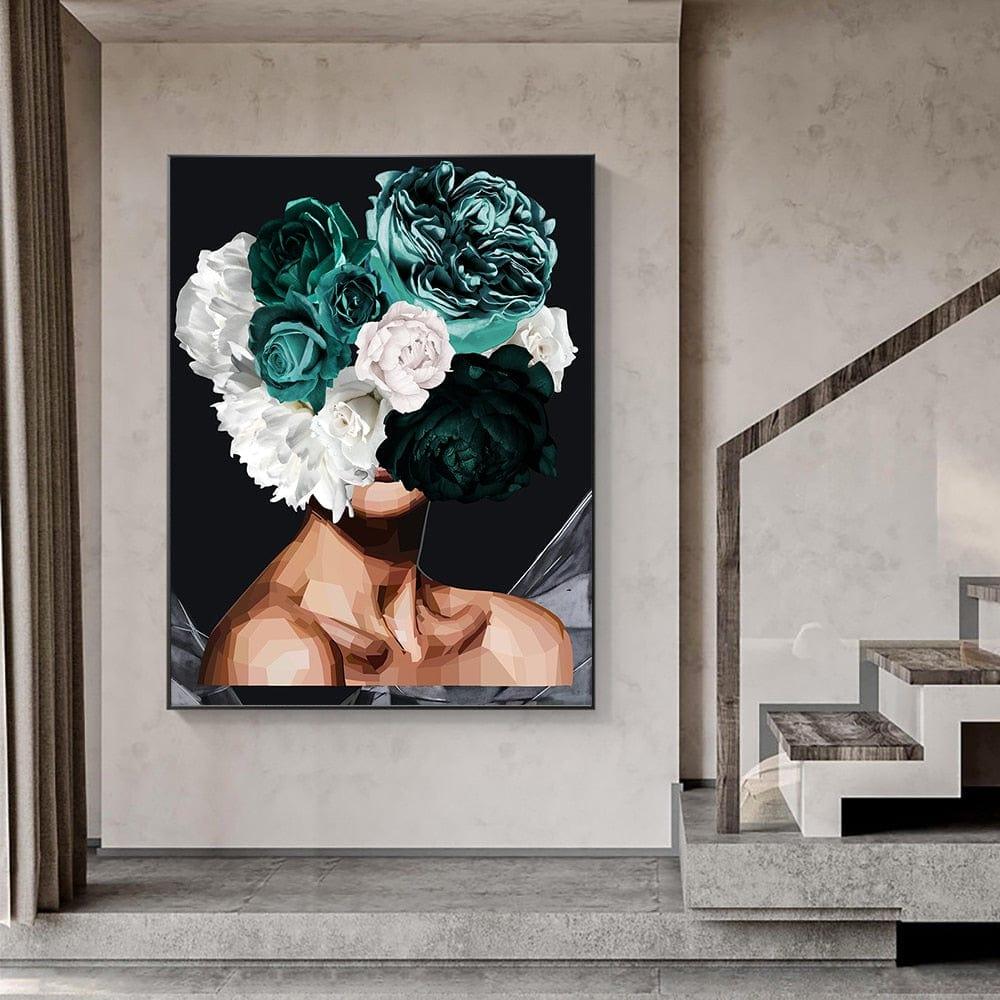 Shop 0 Nordic Style Woman Head With Flowers Canvas Painting Modern Posters And Prints Wall Art Picture For Living Room Home Decor Mademoiselle Home Decor