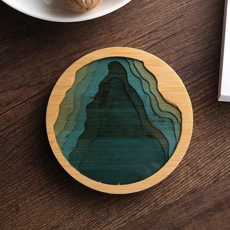 Shop 0 China / 02 / as show|Round Bamboo Multiple Styles Coasters Bowl Pad Insulation Placemats Table Padding Creative Resin Pattern Non-slip Coffee Tea Cup Mats Mademoiselle Home Decor