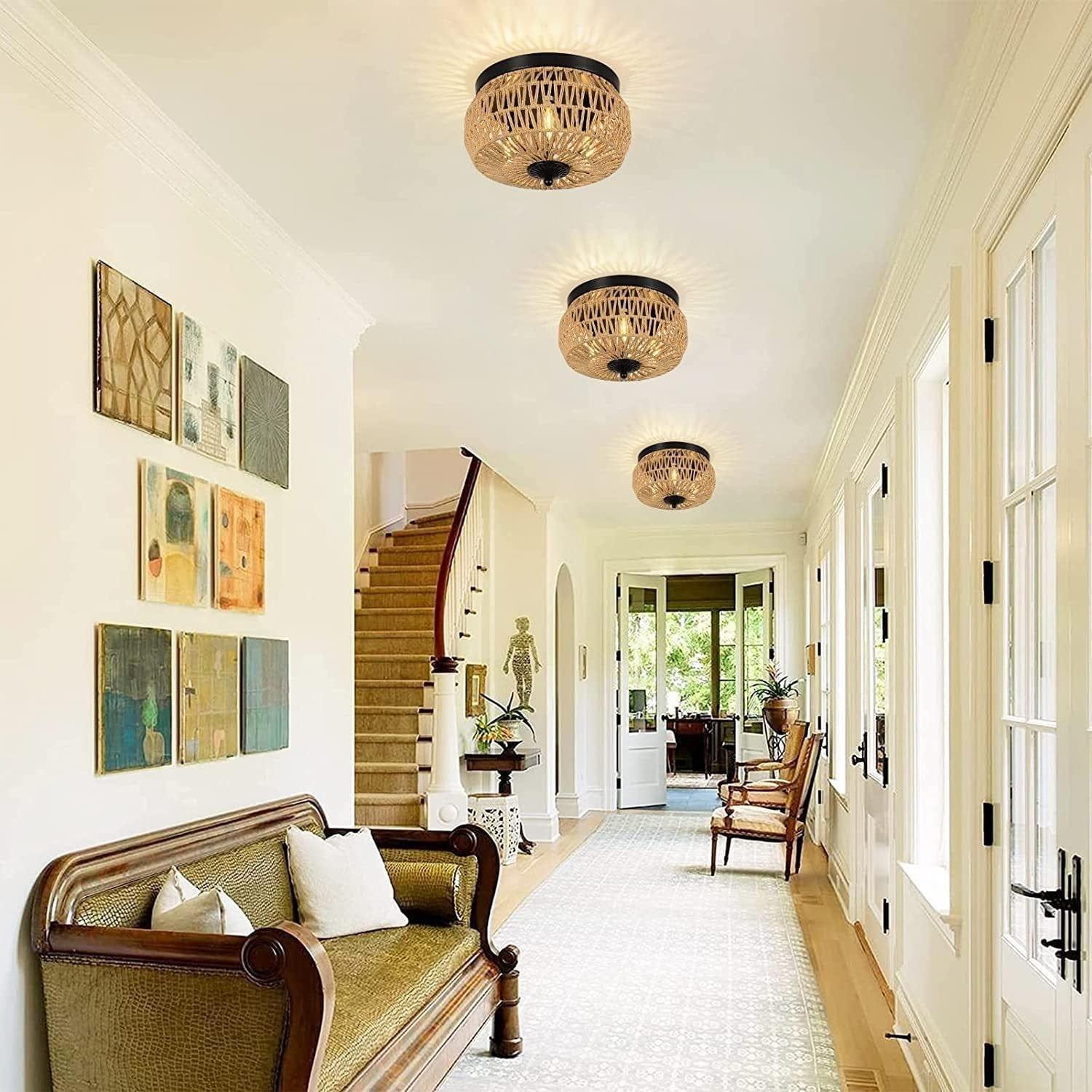 Shop 3-Lights Rattan Flush Mount Light Mademoiselle Home Decor
