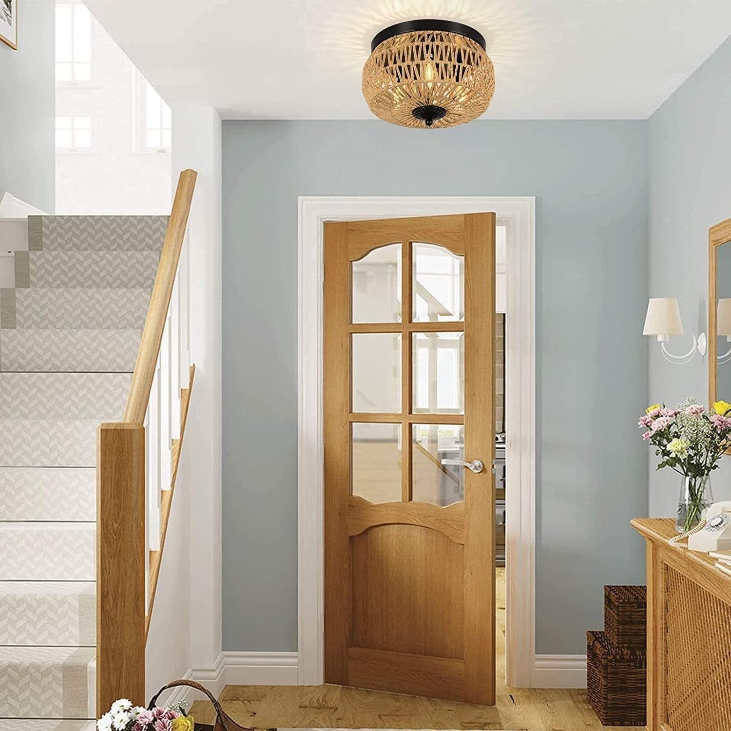 Shop 3-Lights Rattan Flush Mount Light Mademoiselle Home Decor